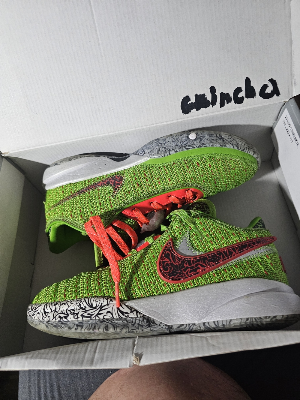 Nike Kids Green Knit Sneakers with Red Accents